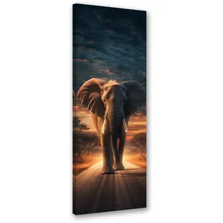 Feeby Wandbild elefant safari tier , Braun , Textil , Tiere , Rechteckig , 30x90 cm , Bilder & Rahmen, Bilder, Leinwandbilder