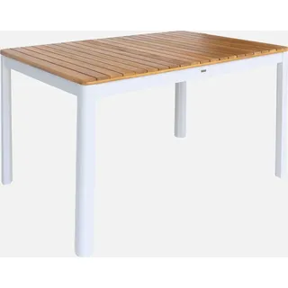 sweeek - Gartentisch aus Akazienholz mit abgerundeten Ecken, 6 Plätze - Weiß - Weiß