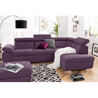 exxpo - sofa fashion Ecksofa »Spring, super bequem und komfortabel mit Armteil- und Kopfteilfunktion« wahlweise mit Bettfunktion und Bettkasten, L-Form, lila