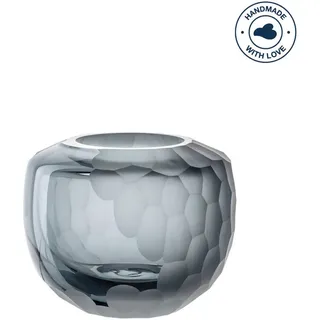 Leonardo Vase , Grau , Glas , 11.00x9.00x11.00 cm , handgemacht , Dekoration, Vasen, Glasvasen