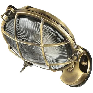 Außenleuchte Wandlampe Messing Glas Maritim E27 IP64 rostfrei Garten Terrasse