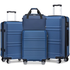 KONO Koffer-Set, 4-teilig, Handgepäck, mittelgroßer, großer Koffer, Hartschale, leichter Trolley mit TSA-Schloss, Reisegepäck mit Ryanair Handkabinentasche, navy, Gepäcksets