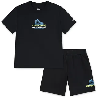 Converse T-Shirt & Shorts "CNVB DCTP GLOBE FRONTBACK HIT" 2 2-teiliges Set, aus Baumwolle und Polyester, für Kinder, schwarz
