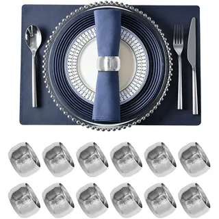 Serviettenringe Silber, 12 Stück Weihnachten Serviettenring, Elegante Metall Serviettenschnallen, Zuhause Tischdekoration Napkin Rings für Hochzeitsfeier Abendessen Jubiläum Party