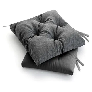 Wasserdichtes Stuhlkissen 45x45 cm – Gartenkissen für Stühle und Sessel – Dicke Sitzauflage 6 cm – Wetterfest und Pflegeleicht – 2er Set – Graphit