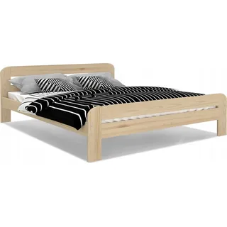 Holzbett Bett Doppel Sonoma Lattenrost Bettgestell MDF Matratze Kaltschaum Natur, Matratze:ohne Matratze, model:90x200 cm - Braun