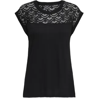 Only »ONLNICOLE – Spitzendetails für eleganten Auftritt im Alltag« figurbetont, Jersey, Viskose, Rundhals, unifarben, schwarz,
