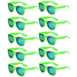 FSMILING 10 Stück Lustige Sonnenbrille Festival Party Sonnenbrille Grün Set Für Herren Damen Verspiegelt Retro Sonnenbrillen Set Party Brille Für Karneval/fasching