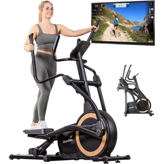Skandika Crosstrainer für Zuhause Carbon P25-G, Crosstrainer klappbar, sehr leise, mit Generator verbraucht kein Strom, 32 Stufen, Kinomap App kompatibel, kompakt, Cardio, Ellipsentrainer Bis 150Kg