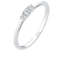 Elli DIAMONDS Ring Damen Verlobungs Diamant (0.06 ct.) Zart in 925 Sterling Silber