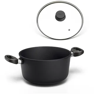 Hoffmann Kochtopf STONIQ, Handgegossen, Made in Germany, IQ-SHIELD Antihaftbeschichtung, PFAS-frei, Induktionsgeeignet, Fleischtopf,Aluminiumguss mit Edelstahl (mit Deckel, 28 cm (6))
