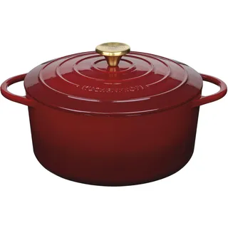 Küchenprofi Gusseisen Bräter mit Deckel rund, médoc, 26 cm, Schmortopf, Auflaufform, Dutch Oven, Brotbacktopf, emailliert, für alle Herdarten (inkl. Induktion), zum Schmoren, Backen, Braten