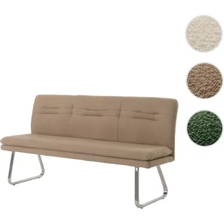 Sitzbank HWC-H70, Esszimmerbank Bank Polsterbank, Lehne Stoff/Textil Bouclé Edelstahl gebürstet 180c