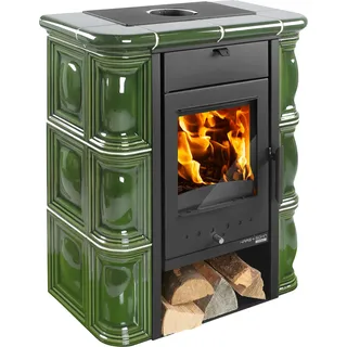 Haas+Sohn Tirol Kaminofen Perlschwarz / Grün - Grün