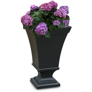 Mayne Vienna 5892-B Urnen-Pflanzgefäß, 63,5 cm hoch, 40,6 cm L x 40,6 cm B x 63,5 cm H, mit integriertem Wasserspeicher, 1,9 l, Schwarz