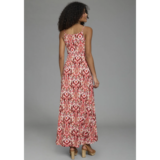 Sommerkleid LAURA SCOTT, Damen, Gr. 38, N-Gr, bunt (rosa, gemustert), Jersey, Obermaterial: 95% Viskose, 5% Elasthan, gemustert, ausgestellt Midi, Kleider Sommerkleid, mit Spaghetti-Trägern, aus Viskose und Elasthan, gemustert