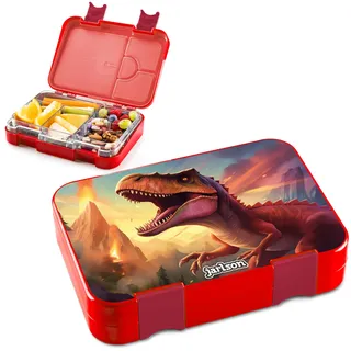 Jarlson® Brotdose Kinder mit Fächern - TONI Lunchbox - Bento Box auslaufsicher – Jausenbox für Kindergarten und Schule - Mädchen und Jungen | Vesperbox | Snackbox (DINOSAURIER 2.0)