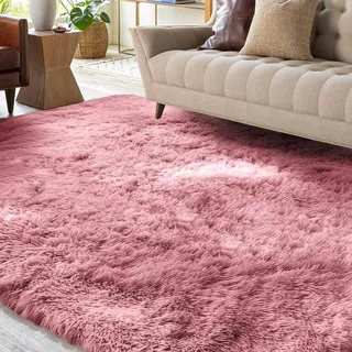XSIVOD Flauschig Hochflor Teppich Altrosa, Waschbarer Teppich 80x160 Wohnzimmer Anti Rutsch Extra Große Teppiche Schlafzimmer Weich Moderne Teppiche Matte Teppichen für Kinderzimmer