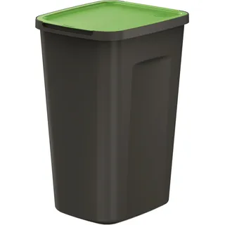 Abfallbehälter 50 Liter, Maße 39x34x58 cm, zur Mülltrennung, grün, mit Öffnungsdeckel aus leichtem Kunststoff, modular, leicht, Sortieren, Umwelt, Ordnung halten - Schwarz