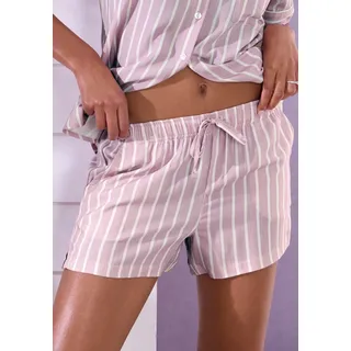 Schlafshorts LASCANA, Damen, Gr. 40, N-Gr, rosa (altrosa gestreift), Web, Obermaterial: 100% Viskose, gestreift, bequem kurz, Hosen Schlafshorts, mit kleinen Schlitzen am Saum, Topseller