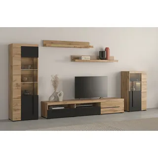 OTTO home Wohnwand »Roger,Breite 270 cm moderne Mediawand ohne Beleuchtung« Set, 5 Stk. tlg., braun