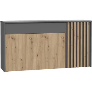 Carryhome Sideboard , Grau, Eiche Artisan , Holzwerkstoff , 3 Fächer , 1 Schublade(n) Schubladen , 164.2x87.9x42 cm , Beimöbel erhältlich, stehend , Holzmöbel, Wohnwände Holz, Wohnwand Serien Holz