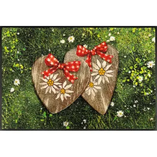 wash+dry FUßMATTE , Multicolor , Textil , Herz , rechteckig , 50x75 cm , Oeko-Tex® Standard 100 , schmutzabweisend, für Fußbodenheizung geeignet, rutschhemmend, pflegeleicht , Teppiche und Böden, Schmutzfangmatten, Fußmatten