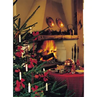 KONSTSMIDE Christbaumkerzen "Weihnachtsdeko, Christbaumschmuck", weiß, Dioden 25 Stk. Flammen 25 Stk., Kabellänge 1,5m x Gesamtlänge 18,3m, Lichterketten, Baumkette, Topbirnen, One String, 25 klare Birnen, Christbaumkerzen