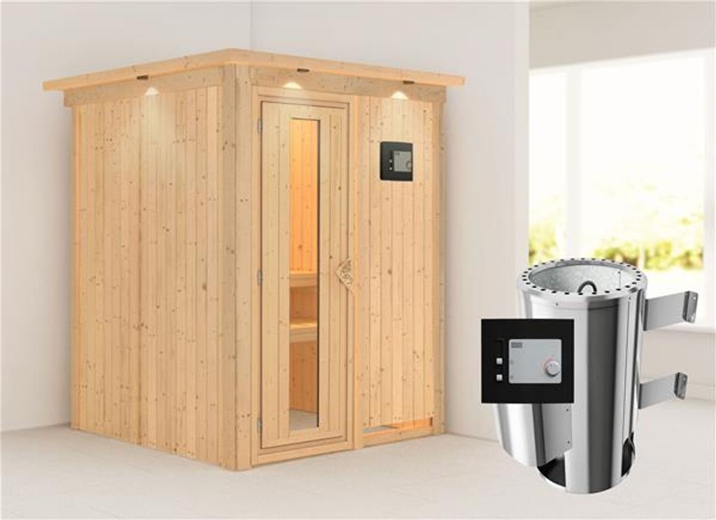 Bild von Sauna Minja 68mm 230V Kranz Saunaofen 3,6kW extern Holztür