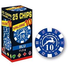 Modiano 25 Chips 11,5g Blau Wert 10 Texas Hold'em Poker Karten Spiel