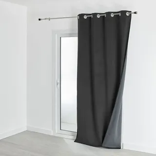 HomeMaison.com Verdunkelungsvorhang, Thermogardine, Velours, gefüttert, Fleece, anthrazit, 135 x 280 cm, Ösenvorhang, silberfarben, Blickdicht für Fenster