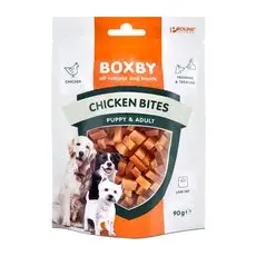 3 x 90 g Pui și pește Chicken Bites Boxby Snackuri pentru câini