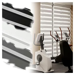 Doppelrollo Klemmfix ohne Bohren Fensterrollo mit Lichtdurchlässig und Verdunkelnd, Höhe Verstellbar, Zebrarollo, 70 x 120 cm, Weiß - Weiß