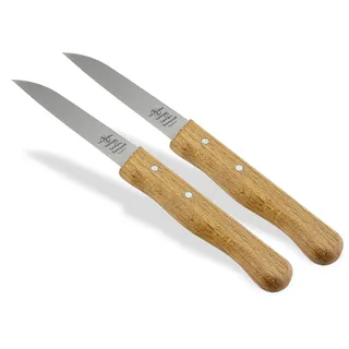 Schälmesser aus Solingen Küchenmesser 2er Set mit Rostfreier Edelstahl Messerklinge Gemüsemesser mit Echt Holz Griff Kleines Allzweckmesser zum Schälen Schneiden von Obst und Gemüse