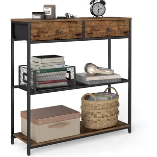 VASAGLE Konsolentisch schmal 24 x 76 x 80 cm vintagebraun-tintenschwarz