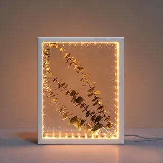 HanYun 3D Bilderrahmen Zum Befüllen mit LED, 21.5X26.5cm Bilderrahmen n tiefer 3.8cm, Objektrahmen 3D Rahmen für Objekte Bilder Blumen Erinnerungsbox für Andenken (Weiß)