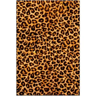 Wallario Outdoor-Poster für Garten oder Balkon, Motiv Leopardenmuster in orange schwarz, in ca. 61 x 91,50 cm - Schwarz