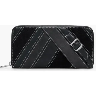 Stylische Damen-Geldbörse in Schwarz mit Reißverschluss und vielen Fächern - Schwarz