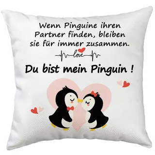Valentinstagsgeschenke für Ihn Sie,Valentinstagsgeschenke für Paar Partner Lustige Kissenbezug 45x45cm Pinguin Pärchen Jahrestag Geschenk für Männer Frau Hochzeitstag Geburtstag Ehemann Weihnachten