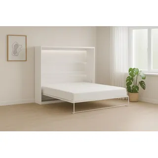 Kaiser Möbel Schrankbett Perfekt 160x200 ein horizontales , das Design und Funktionalität vereint mit Matratze Weiß+Schwarz