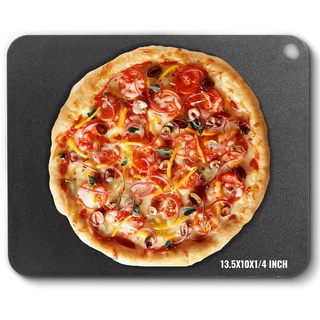 VEVOR Pizzastein Pizzastahl 340 x 250 x 6 mm, Pizzastahlplatte für den Ofen, Vorgewürzter Pizza-Backstein aus Q235-Kohlenstoffstahl mit Höherer Leitfähigkeit für Restaurants, Cafés, Straßenläden