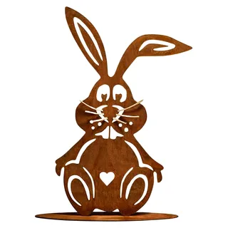Osterhase Gartendekoration aus Rost 22 x 15,5 cm – Frühlingsdeko für Garten und Wohnzimmer, Vintage Metallkunst aus Deutschland