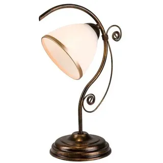 Tischleuchte Shabby Schwarz Glas Metall Jugendstil Lampe Nachttisch Schreibtisch