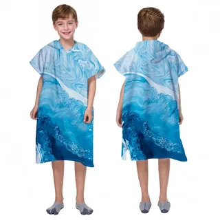 Proumhang Kinder Surf Poncho Badeponcho Mikrofaser Bademantel Strandtuch Frottee Wechselmantel Wassersport Poncho Mädchen Jungen 60 cm x 75 cm