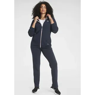 Jogginganzug KANGAROOS, Damen, Gr. 50, blau (marine), Interlock, Obermaterial: 60% Baumwolle, 40% Polyester, figurumspielend, Sportanzüge Jogginganzug, Große Größen, Topseller