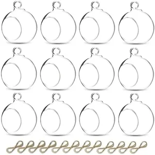 Sziqiqi Glaskugeln zum Aufhängen Teelichthalter Kerzenhalter: 8cm Hängende Teelichthalter Glas 12er Set für Teelichter - Windlicht Glas Vielseitig für Outdoor Hochzeit Party Weihnachten Decke