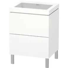 Duravit L-Cube Möbelwaschtisch c-bonded mit Unterbau bodenstehend, 60x48 cm, 2 Auszüge, ohne Überlauf, ohne Hahnloch, Farbe: Terra Matt