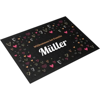 printplanet® - Fußmatte selbst gestalten - individuell Bedruckt - Layout: Herzen - Größe 80 cm x 60 cm
