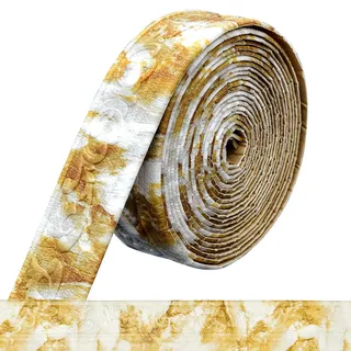 Chingcoo Bordüre Selbstklebend,10m x 8cm x 5 mm Tapetenbordüre Selbstklebend, Wasserdicht Bordüre 3D, Fliesen Roll Border Trims für Ecken Linien Decken Dekoration (Goldener Stein)