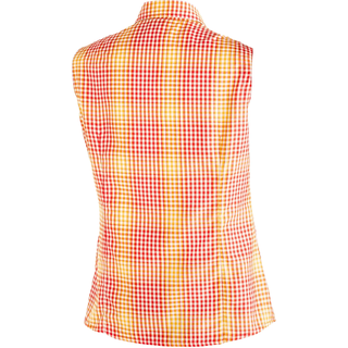 Funktionsbluse MAIER SPORTS "Paloma", Damen, Gr. 50, hellrot, 85% Polyester, 15% Viscose, Blusen Funktionsbluse, ärmellose Damen Bluse, sommerliches Blusen-Shirt, Karobluse, Reg. Fit